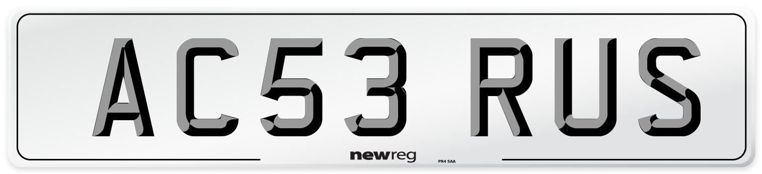 AC53 RUS Number Plate from New Reg